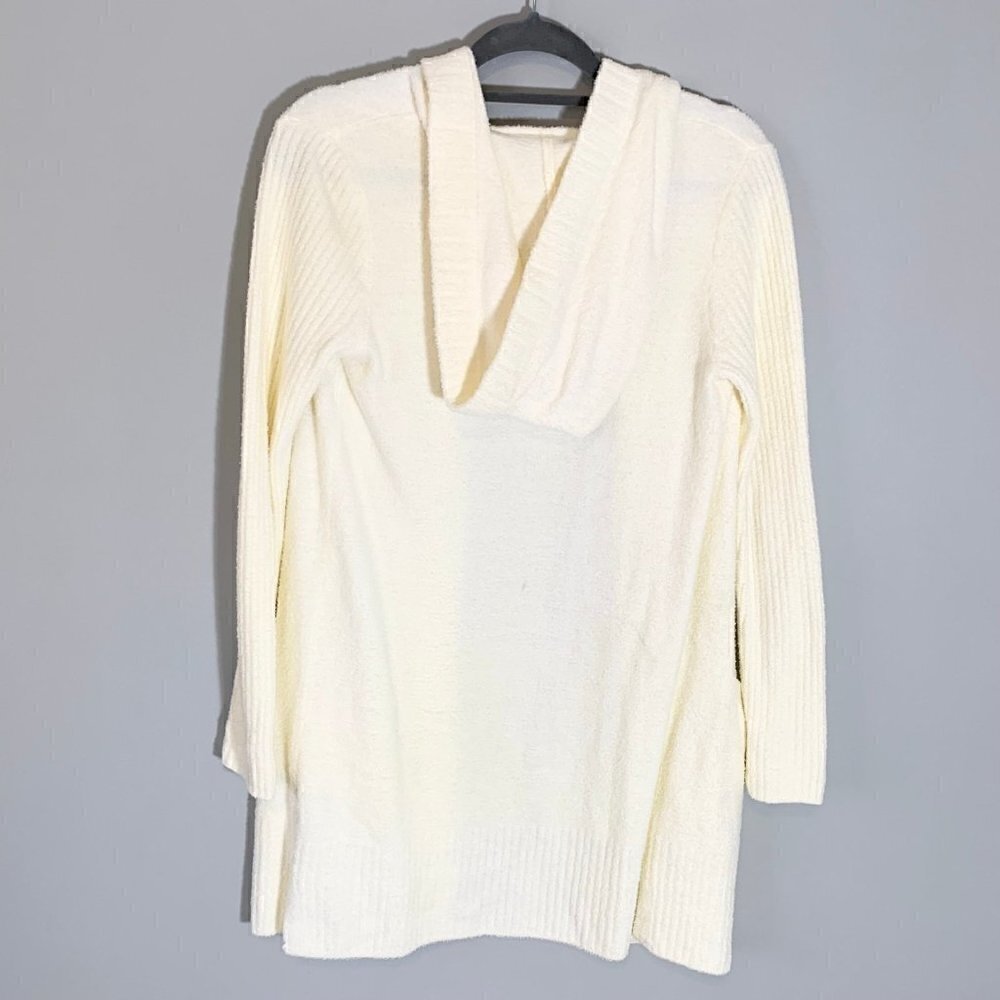 Barefoot Dreams CozyChic Lite Cardigan Women‎ XS Cream Hooded Open Front Pockets - Picture 8 of 11
